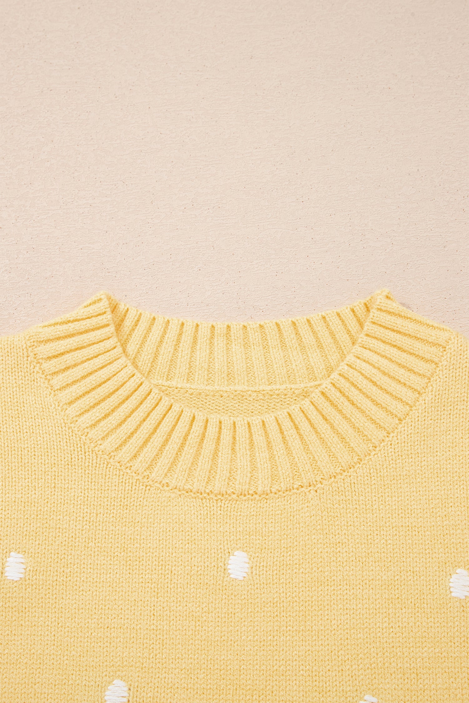 Polka Dot Bubble Sleeve Short Sleeve Knit Sweater Top — Playful Sophisticated Style - Sweaters & Cardigans/Short Sleeve Sweaters