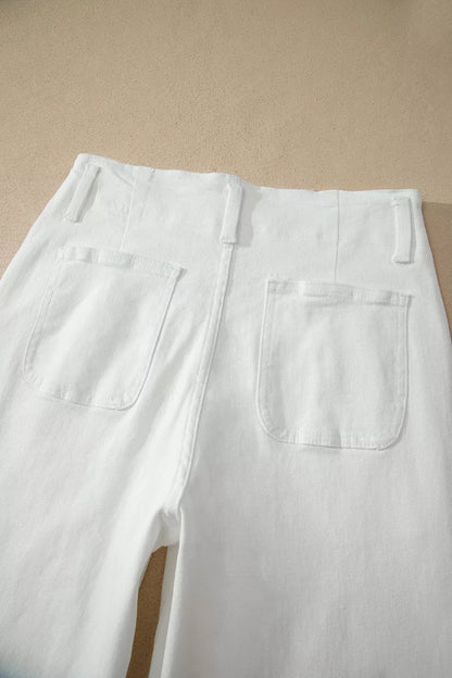 Women's 2 Button High Waist Wide Leg Jeans - Jeans