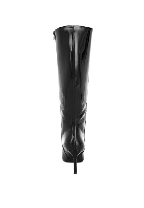 Patent Faux Leather 3 Inch Snip Toe Knee High Boots | Trendy Boots Outfit Idea for Women by Ro + Ivy | Elevated Basics, Modern Comfort & Style