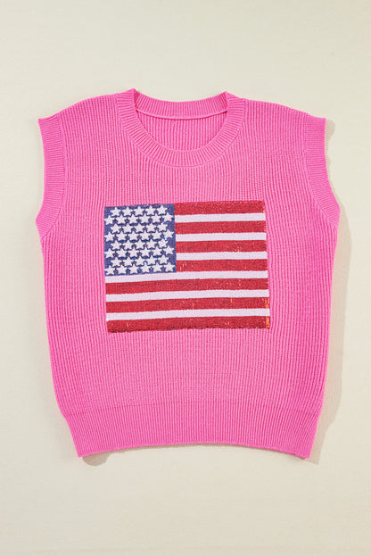 American Flag Patriotic Knitted Tank Vest — July 4Th Solid Casual Style - 20% OFF