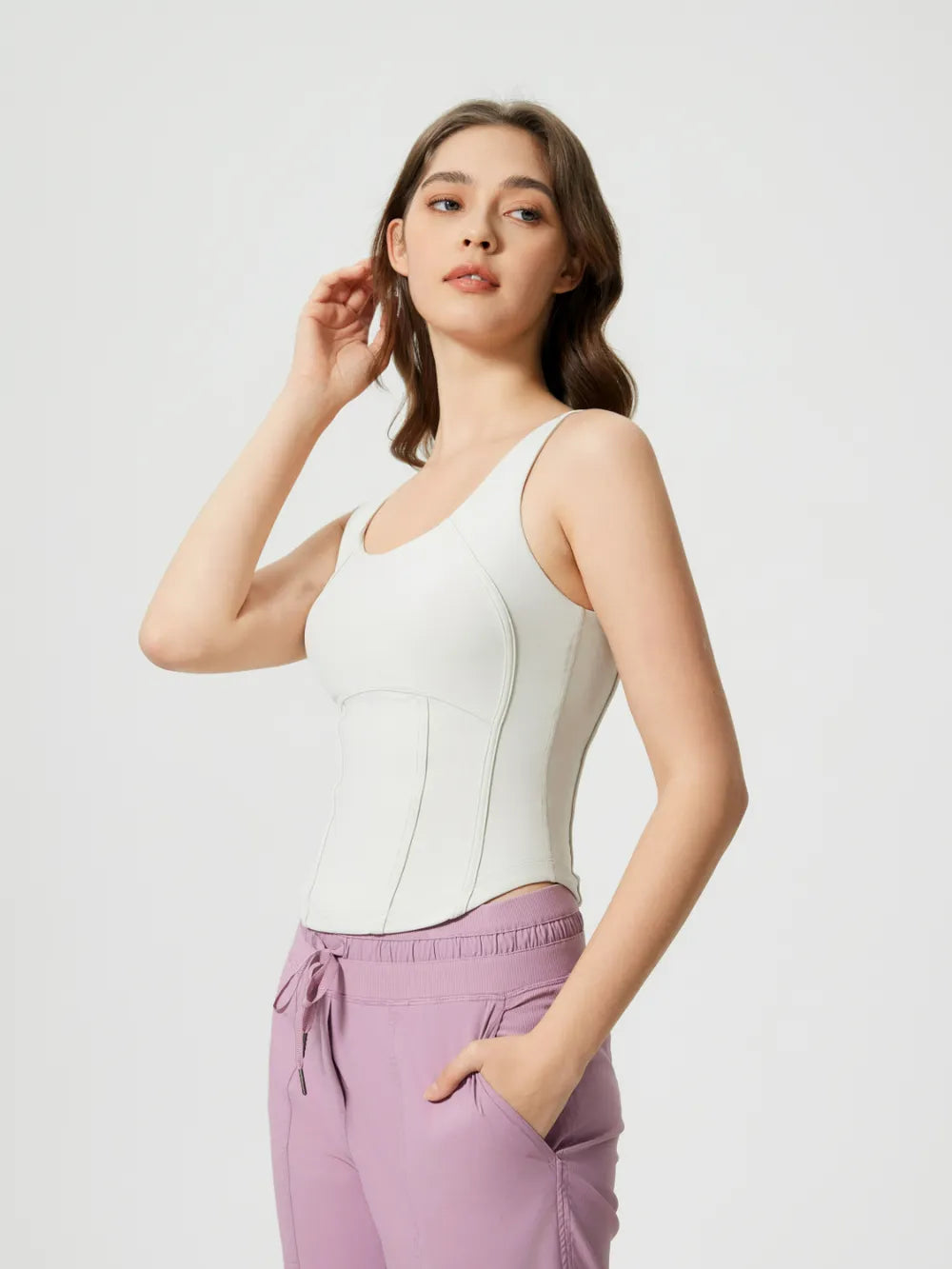 Round Neck Wide Strap Activewear Tank Top