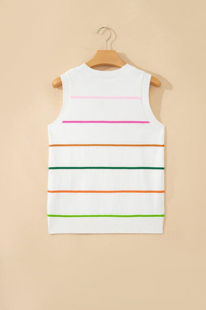 Striped Knit Layering Sweater Vest — Chic Elevated Everyday Wardrobe Style - Sweater Vests