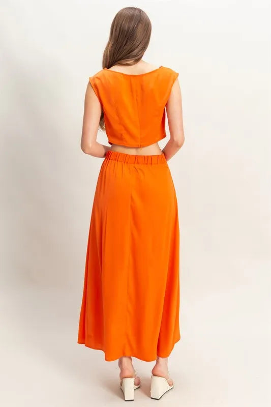 Sleeveless Top And Maxi Skirt Set – outfit idea for women | Ro + Ivy