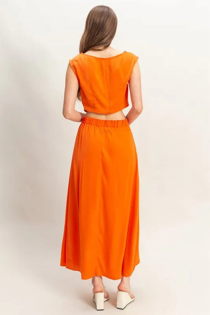 Sleeveless Top And Maxi Skirt Set – outfit idea for women | Ro + Ivy