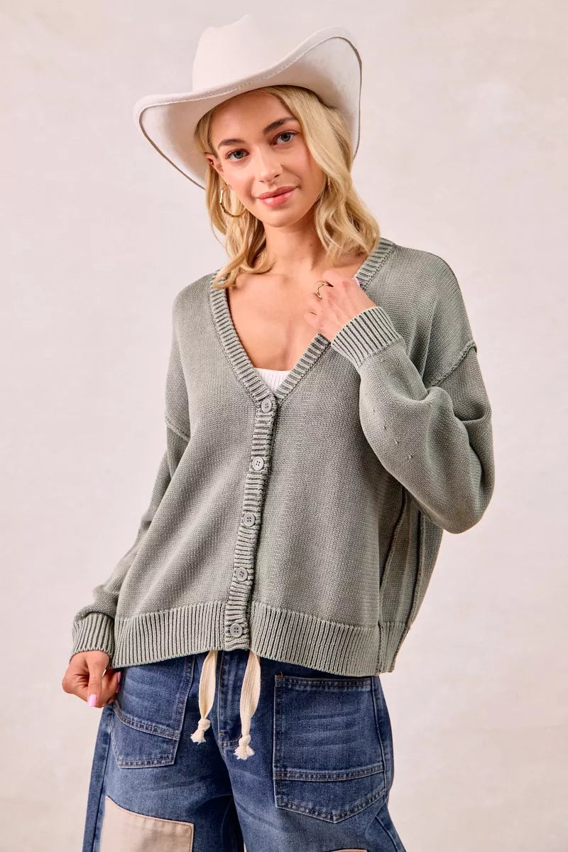Vintage Washed V Neck Cardigan | Trendy Cardigans Outfit Idea for Women by Ro + Ivy | Elevated Basics, Modern Comfort & Style