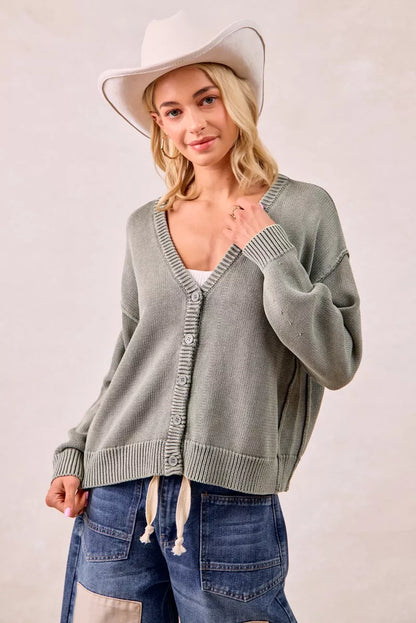 Vintage Washed V Neck Cardigan | Trendy Cardigans Outfit Idea for Women by Ro + Ivy | Elevated Basics, Modern Comfort & Style