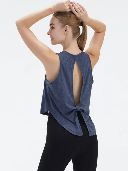 Back Cutout Round Neck Activewear Tank