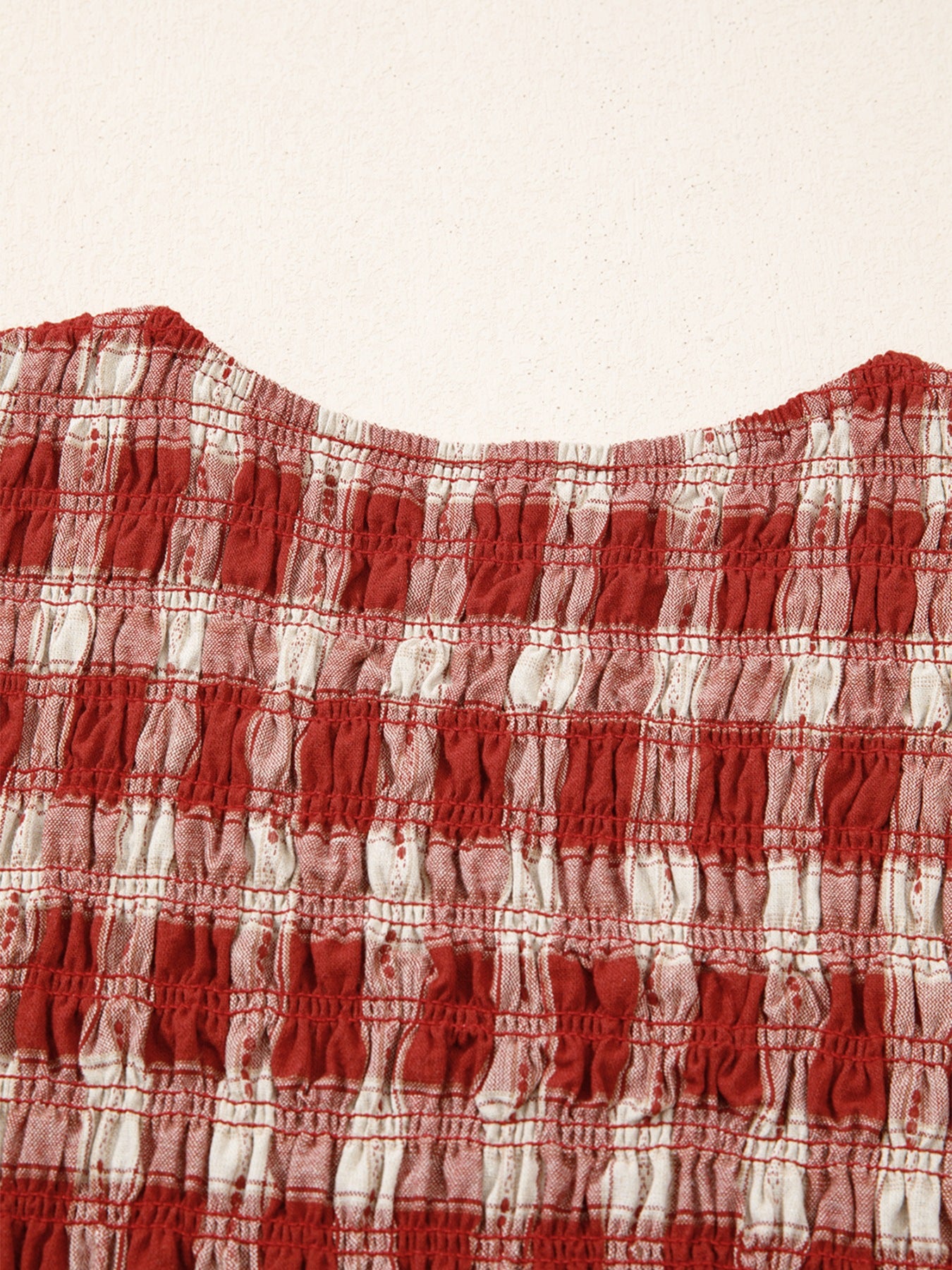 Women's Plaid Print Smocked Puff Sleeve Mini Dress - Mini Dresses