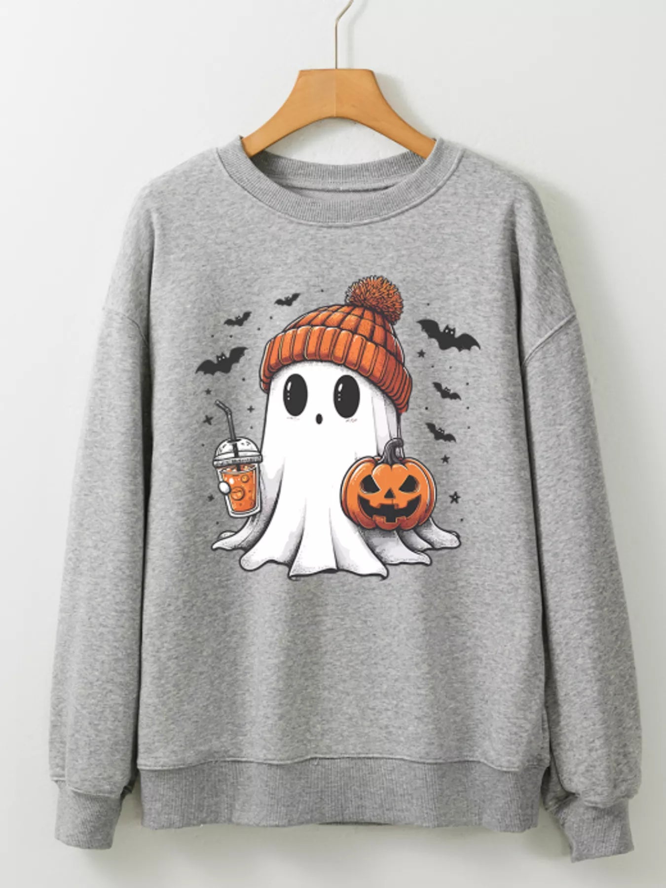 Cute Halloween Ghost Round Neck Sweatshirt