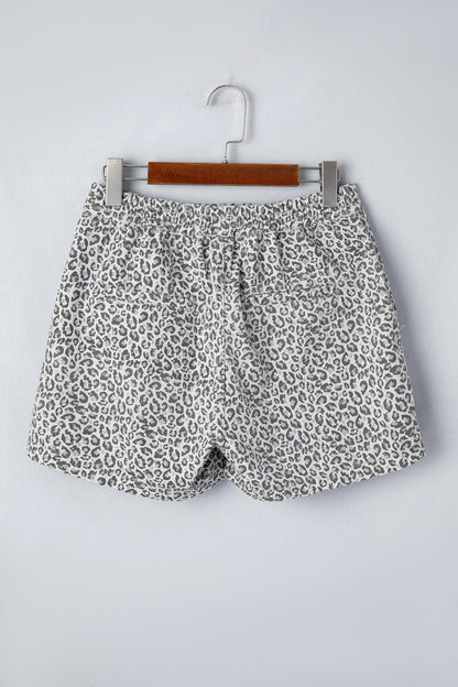 Leopard Print Wrap Front Denim Casual Shorts — Bold Edgy Summer Style - Bottoms/Denim Shorts