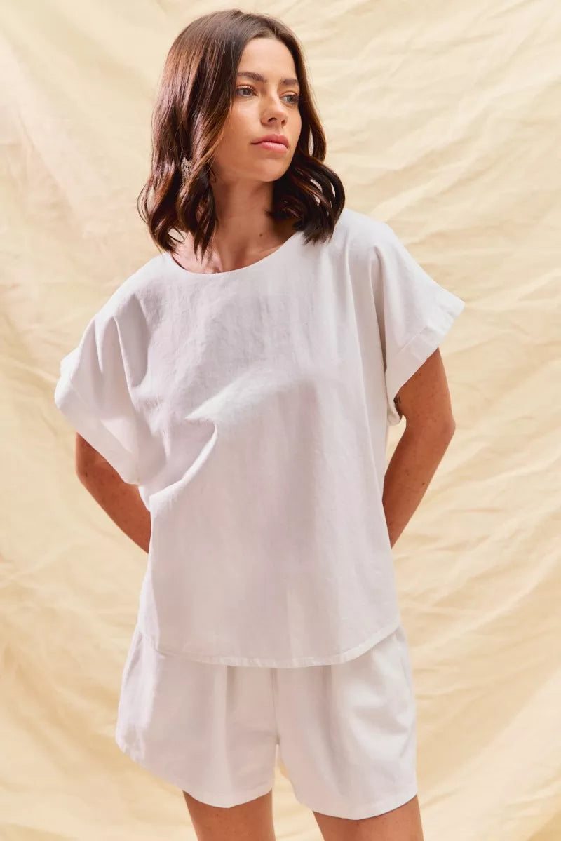 Round Neck Short Sleeve Top And Shorts Set | Trendy Loungewear Outfit Idea for Women by Ro + Ivy | Elevated Basics, Modern Comfort & Style