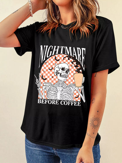 Halloween Nightmare Skeleton Checkerboard T-Shirt Black