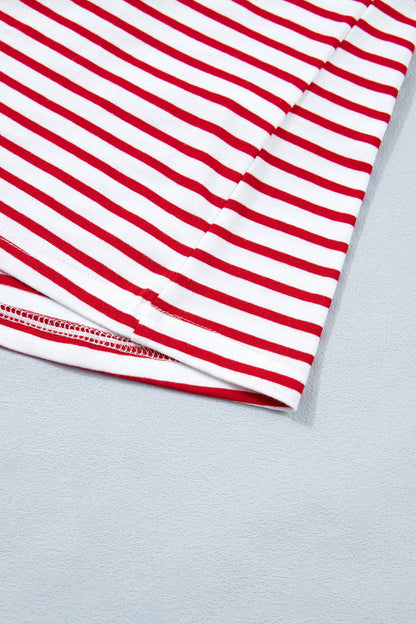 Classic Striped Puff Sleeve Casual T-Shirt — Comfortable Relaxed Everyday Style - Tops & Tees