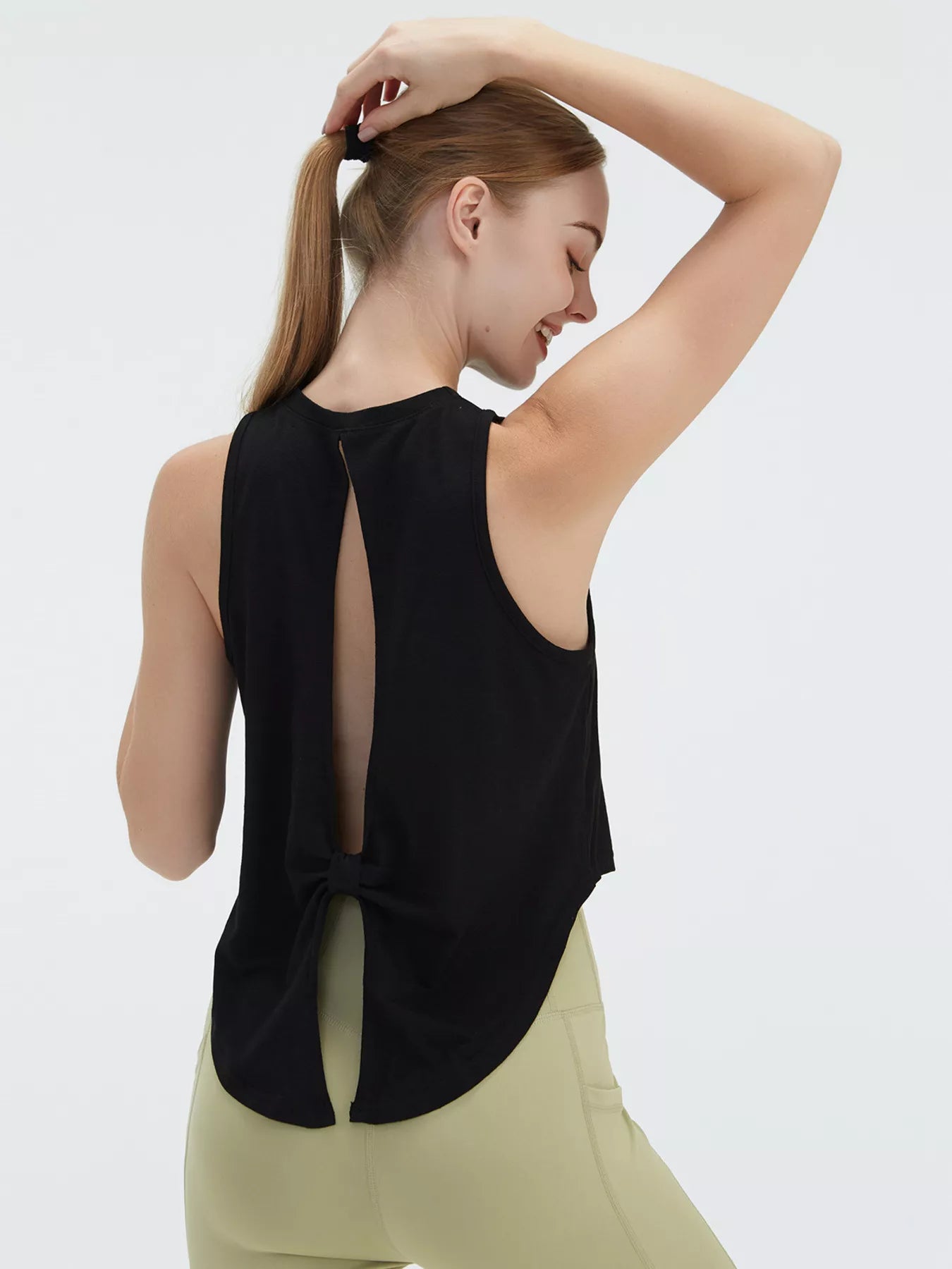Back Cutout Round Neck Activewear Tank