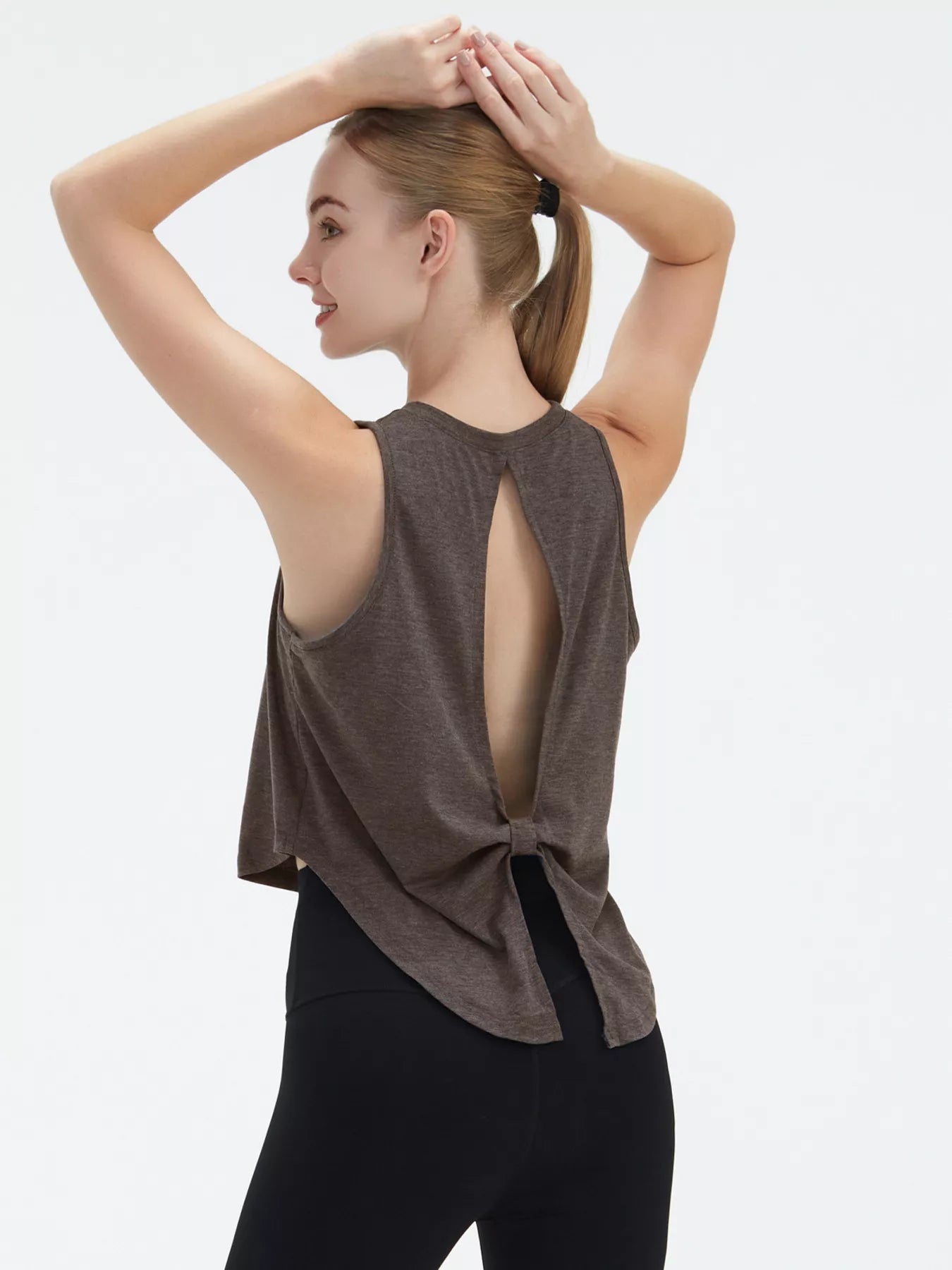 Back Cutout Round Neck Activewear Tank