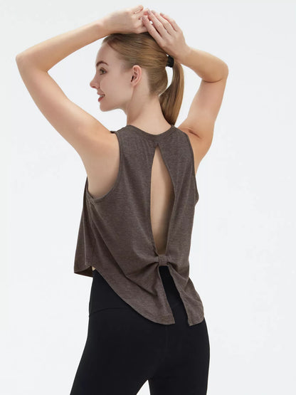 Back Cutout Round Neck Activewear Tank