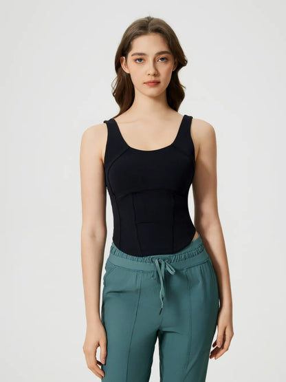 Round Neck Wide Strap Activewear Tank Top