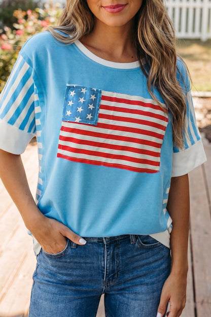 Soft Cotton Blend July 4Th Patriotic Graphic T-Shirt — Breathable Relaxed Everyday Style - Tops & Tees