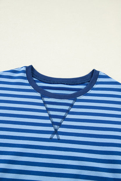 Striped Long Sleeve Top & Matching Shorts Casual Two-Piece Set — Timeless Comfortable Style - Short Sets