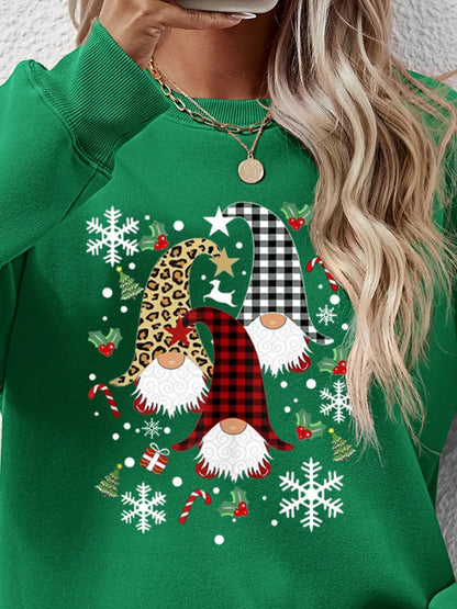 Faceless Gnomes Graphic Drop-Shoulder Sweatshirt