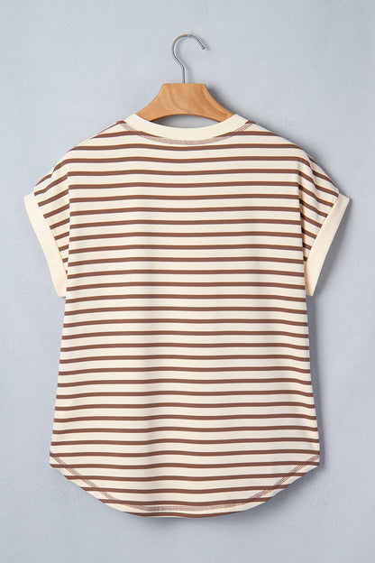Striped Half Sleeve Round Neck Casual T-Shirt — Classic Comfortable Everyday Style - Tops & Tees