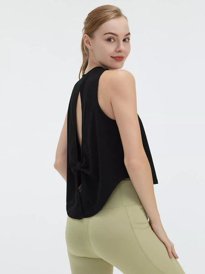 Back Cutout Round Neck Activewear Tank