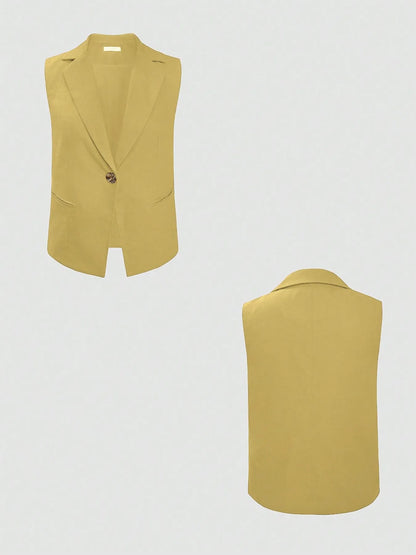 Women's One Button Sleeveless Top and Pants Set - Matching Sets