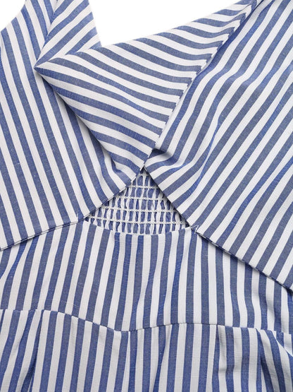 Women's Striped Cutout Knot Front Wide Leg Jumpsuit - Jumpsuits