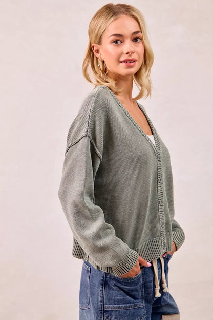 Vintage Washed V Neck Cardigan | Trendy Cardigans Outfit Idea for Women by Ro + Ivy | Elevated Basics, Modern Comfort & Style