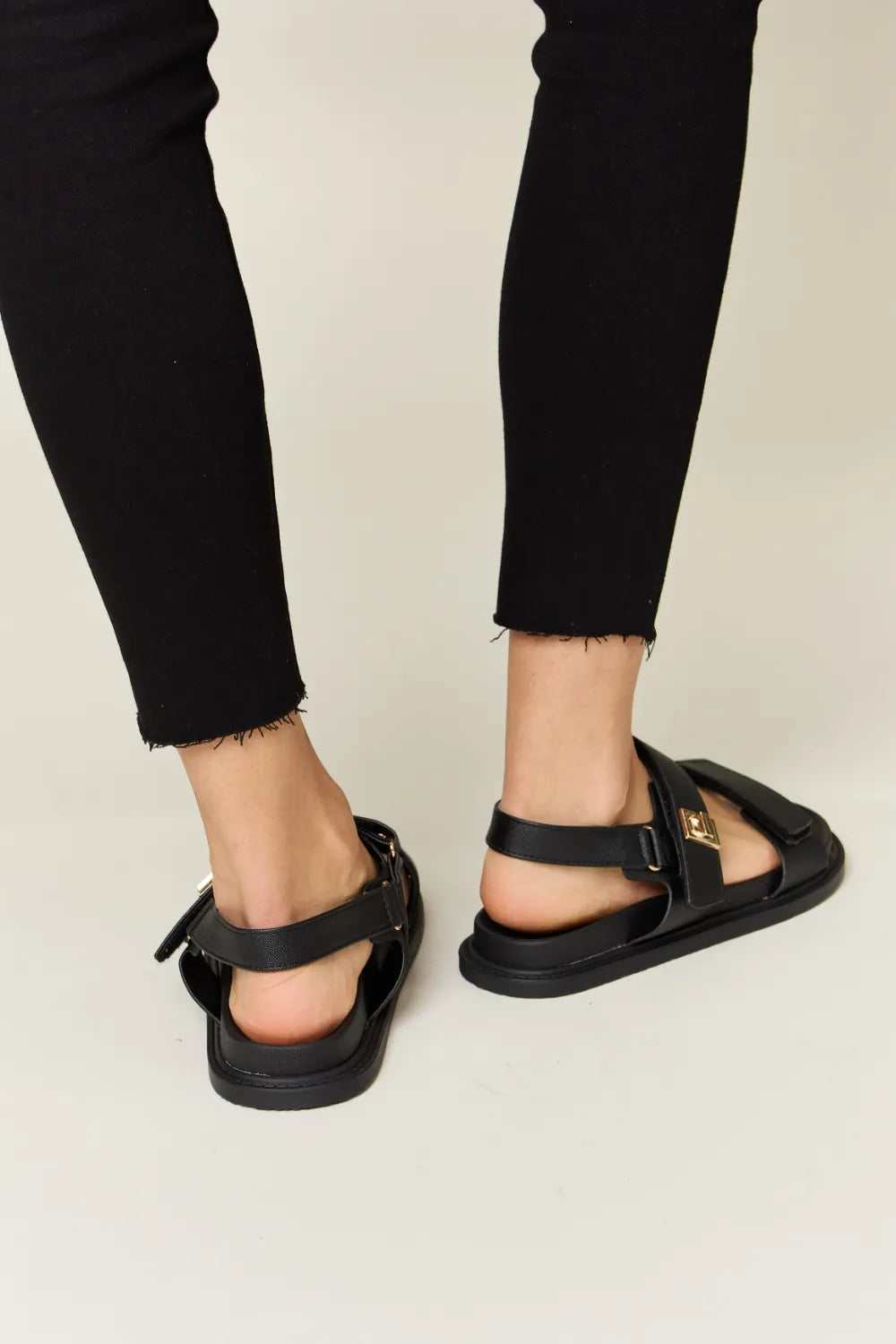 Velcro Double Strap Slingback Sandals - Sandals
