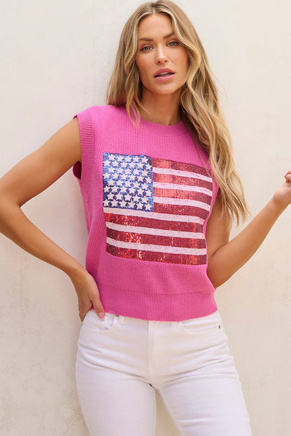 American Flag Patriotic Knitted Tank Vest — July 4Th Solid Casual Style - 20% OFF