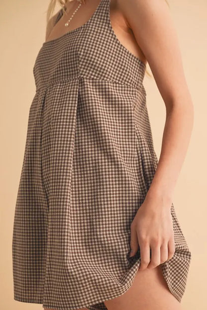 Plaid Square Neck Sleeveless Romper | Trendy Rompers Outfit Idea for Women by Ro + Ivy | Elevated Basics, Modern Comfort & Style