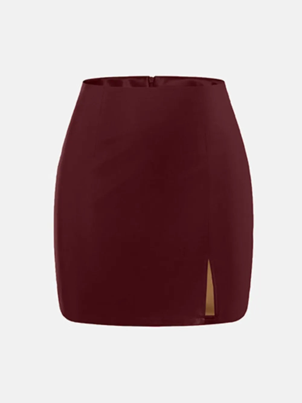 High-Waisted Slit Mini Skirt with Back Zipper