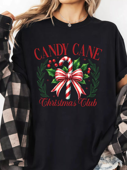 Oversized Candy Cane Christmas Graphic T-Shirt