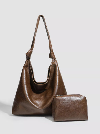 Women's Vintage Style Faux Leather Shoulder Bag - Coffee One Size Shoulder Bags