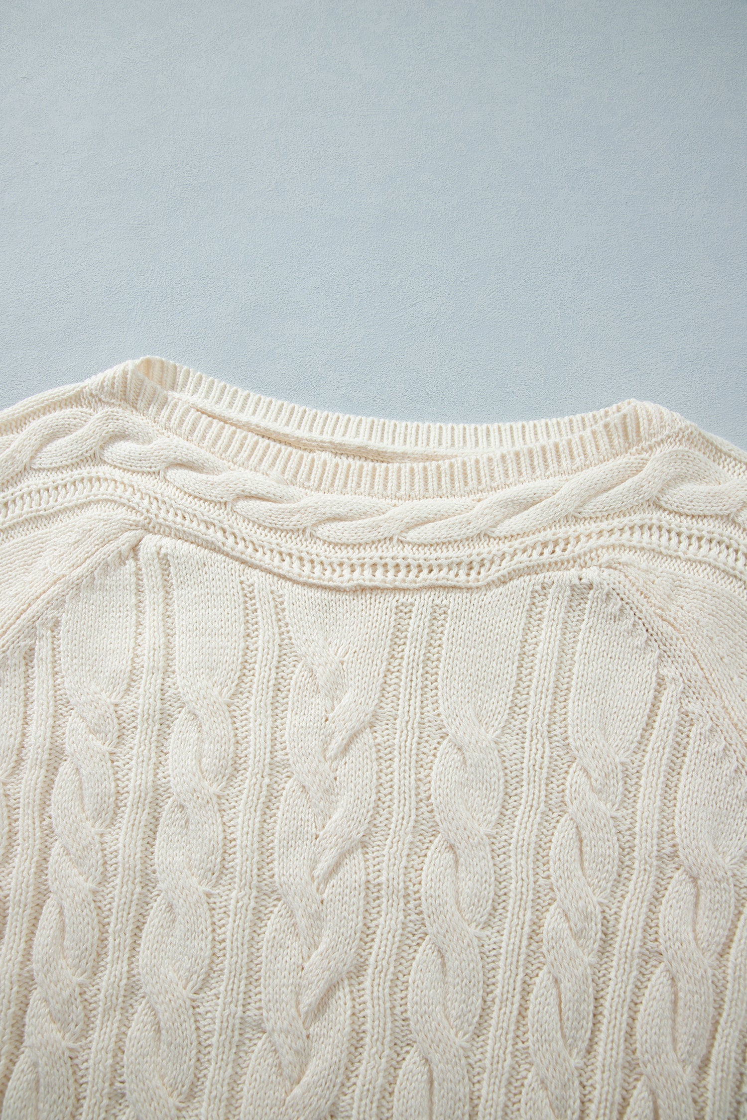 Cable Knit Boat Neck Long Sleeve Sweater