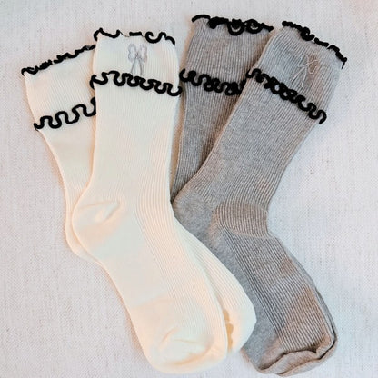 As Shown One Size Ribbon Ripple Socks Set Of 2 | Trendy Socks Outfit Idea for Women by Ro + Ivy | Elevated Basics, Modern Comfort & Style