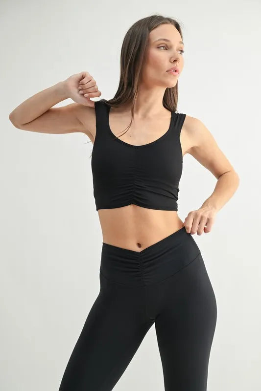 Ruched Front Active Tank Top in Black – BLACK outfit idea for women | Ro + Ivy