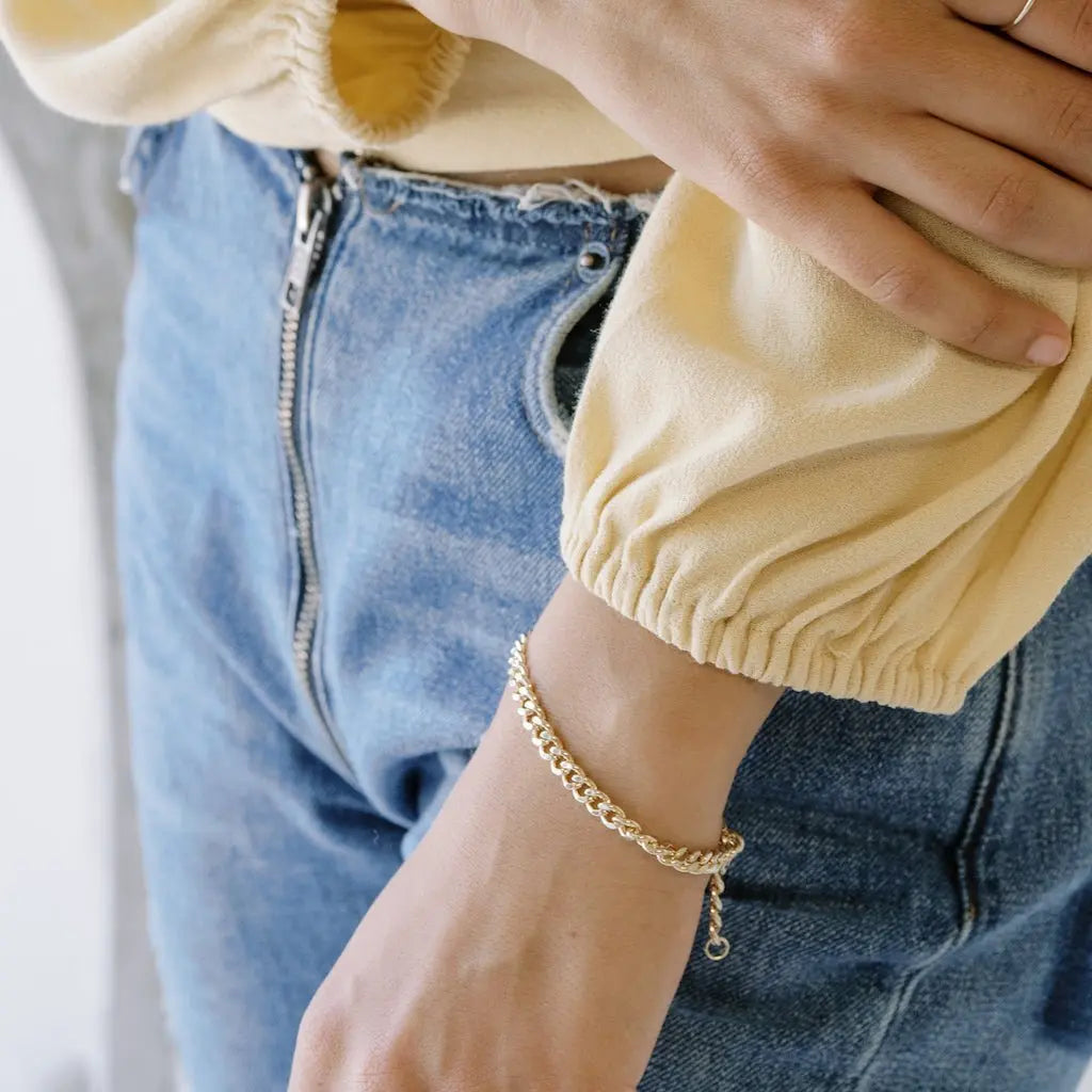 Bold Thick Chain Bracelet — Stackable Adjustable Statement Everyday Jewelry - Bracelets