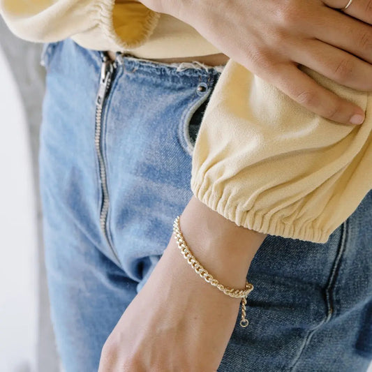 Bold Thick Chain Bracelet — Stackable Adjustable Statement Everyday Jewelry - Bracelets