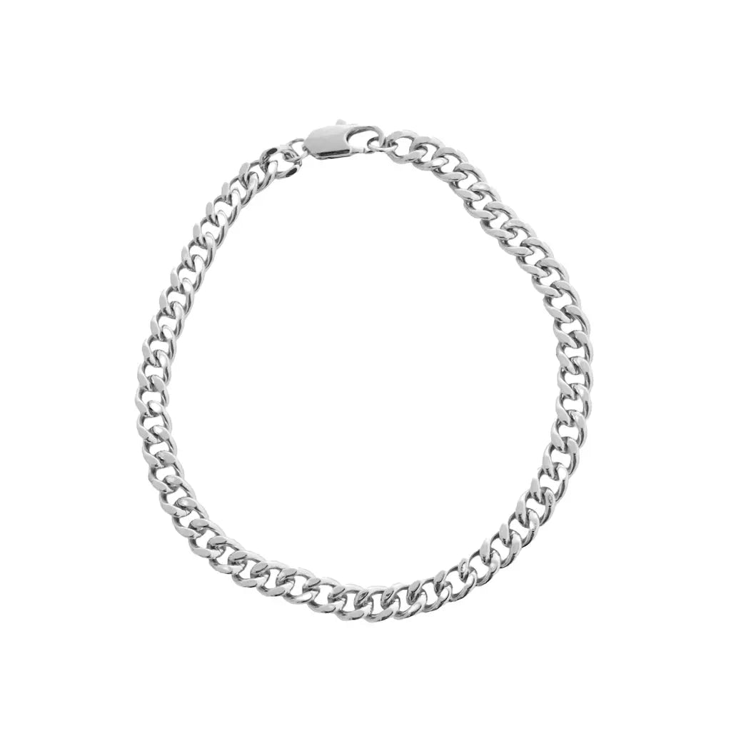 Bold Thick Chain Bracelet — Stackable Adjustable Statement Everyday Jewelry - Silver Bracelets