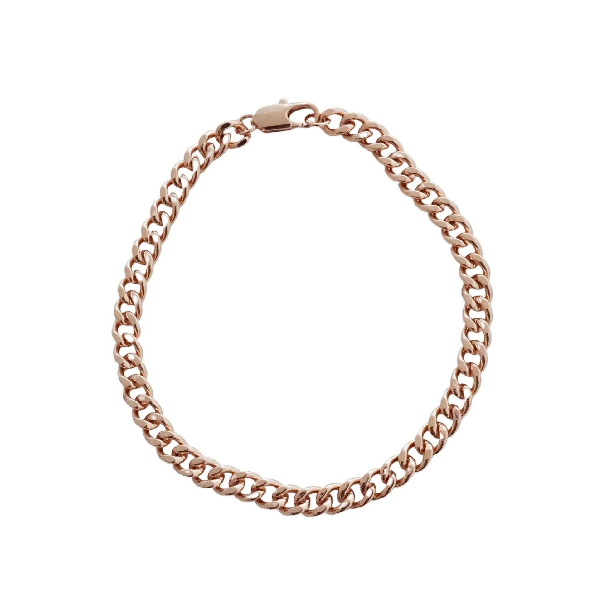 Bold Thick Chain Bracelet — Stackable Adjustable Statement Everyday Jewelry - Rose Gold Bracelets