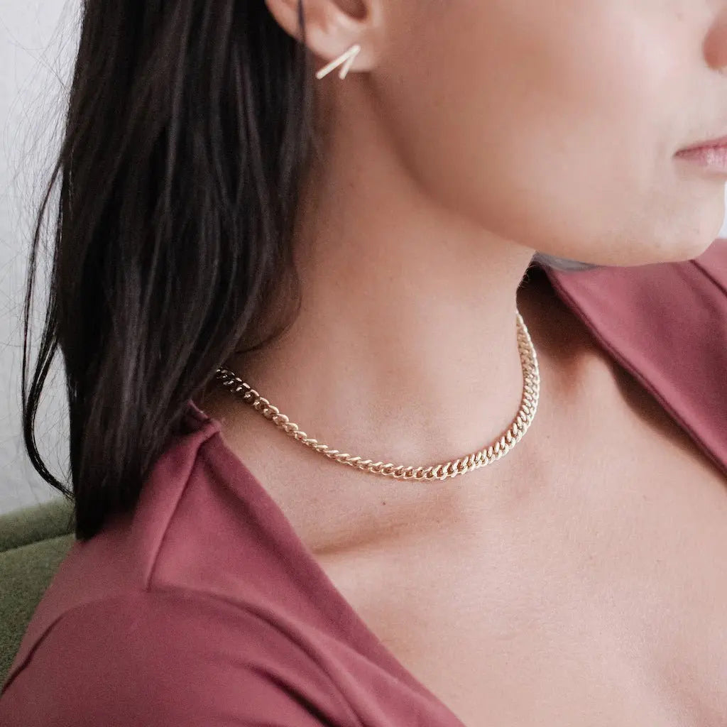 Bold Thick Chain Necklace — Statement Layering Adjustable Everyday Jewelry - Necklaces