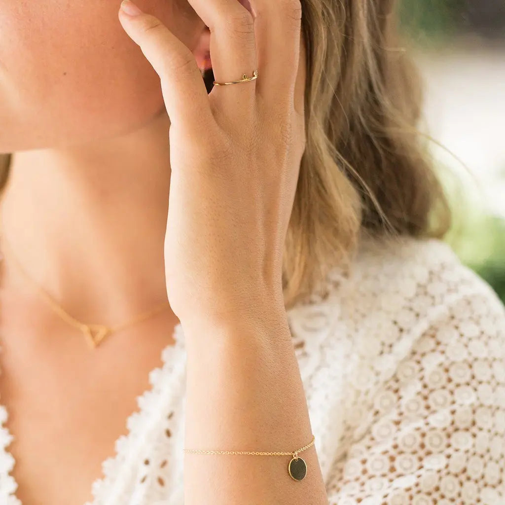 Miniature Sun Disc Charm Bracelet — Delicate Stackable Everyday Jewelry - Bracelets