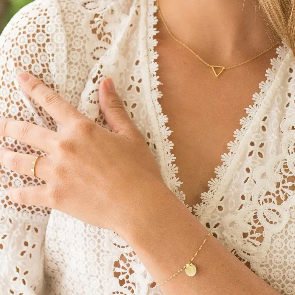Miniature Sun Disc Charm Bracelet — Delicate Stackable Everyday Jewelry - Bracelets