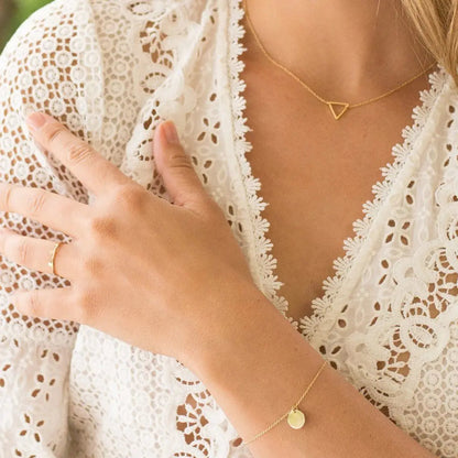 Miniature Sun Disc Charm Bracelet — Delicate Stackable Everyday Jewelry - Bracelets