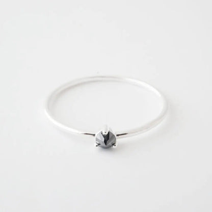 Iron Ore Crystal Point Solitaire Ring — Dainty Stacking Minimalist Band - Rings