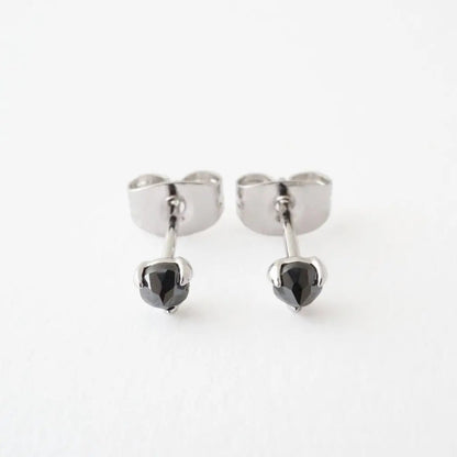 Iron Ore Crystal Point Solitaire Stud Earrings — Dainty Minimalist Everyday - Earrings