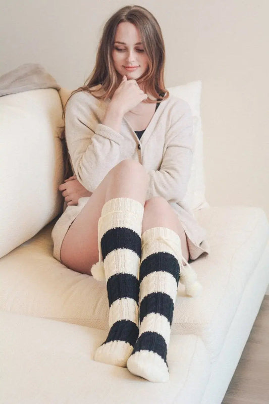 Knee High Pom Pom Socks