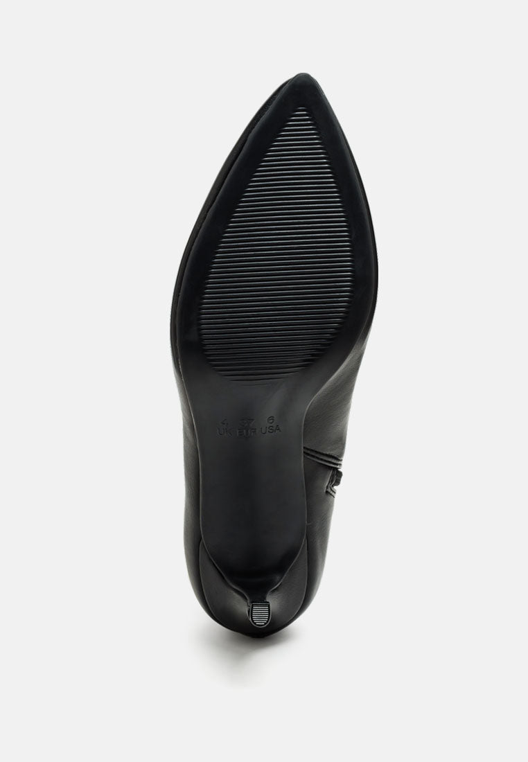 Faux Leather Stiletto Ankle Boots with Mid Heel and Side Zipper